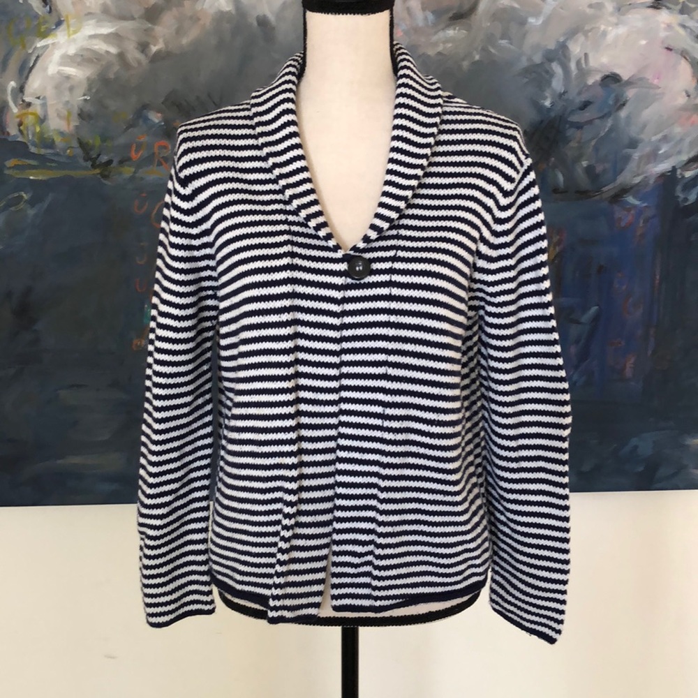 Pure & Co navy and white sweater